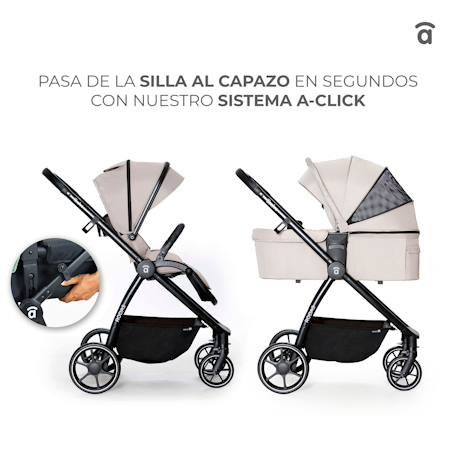 Trio poussette, nacelle, et siège auto Rodas Beige+Noir 3 - vertbaudet enfant 