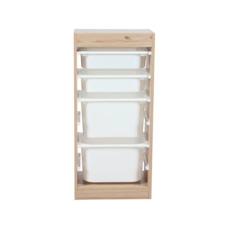 Meuble de rangement enfant 4 bacs de rangement, 41,5 x 30 x 89cm (lot de 2) Blanc+Naturel 10 - vertbaudet enfant 