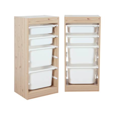 Meuble de rangement enfant 4 bacs de rangement, 41,5 x 30 x 89cm (lot de 2) Blanc+Naturel 8 - vertbaudet enfant 