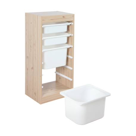Meuble de rangement enfant 4 bacs de rangement, 41,5 x 30 x 89cm (lot de 2) Blanc+Naturel 11 - vertbaudet enfant 