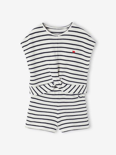 Ensemble fille t-shirt short en maille fantaisie écru+rose 2 - vertbaudet enfant 