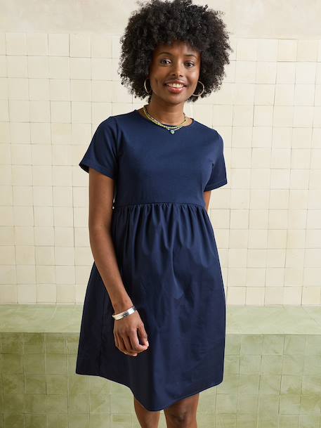 Robe  bi-matière grossesse allaitement marine 5 - vertbaudet enfant 