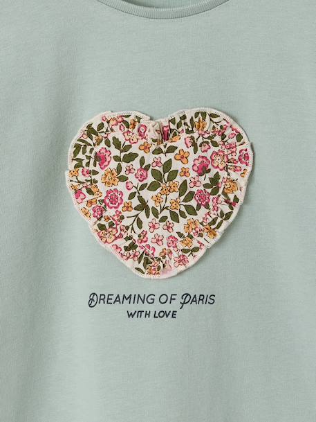 Tee-shirt fille motif romantique manches courtes à volant écru+marine+rose+vert sauge 13 - vertbaudet enfant 