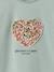 Tee-shirt fille motif romantique manches courtes à volant écru+marine+rose+vert sauge 13 - vertbaudet enfant 
