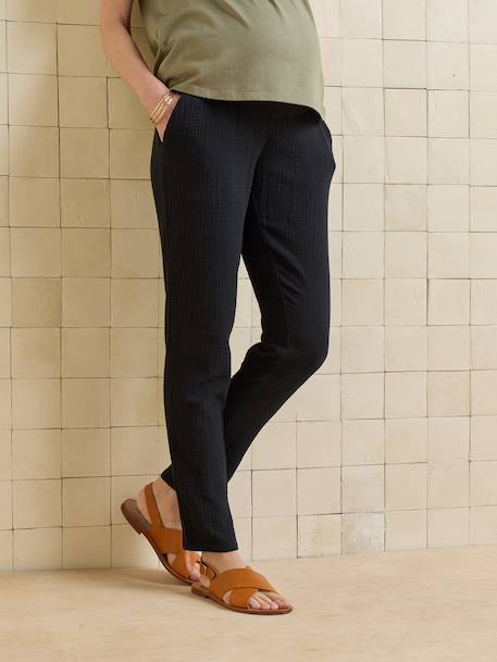 Pantalon grossesse gaze coton noir 2 - vertbaudet enfant 