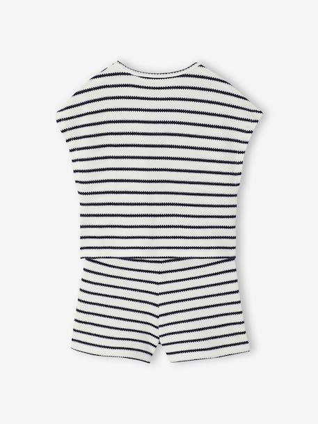 Ensemble fille t-shirt short en maille fantaisie écru+rose 6 - vertbaudet enfant 