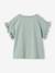 Tee-shirt fille motif romantique manches courtes à volant écru+marine+rose+vert sauge 12 - vertbaudet enfant 