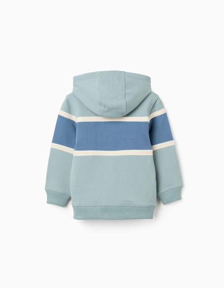 Sweat en coton à capuche et bloc de couleurs Vert clair 2 - vertbaudet enfant 