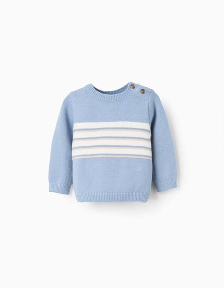 Pull en maille avec rayures Bleu clair 2 - vertbaudet enfant 