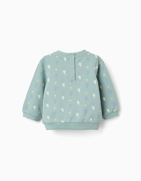 Sweat en coton à motif de montgolfière Vert clair 2 - vertbaudet enfant 
