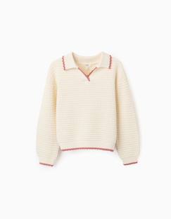 -Pull en maille de coton à col de style polo
