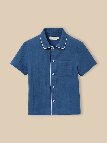Pyja-short en gaze de coton garçon Bleu 4 - vertbaudet enfant 