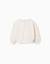 Sweat en coton à motif floral et col à volants Blanc 2 - vertbaudet enfant 