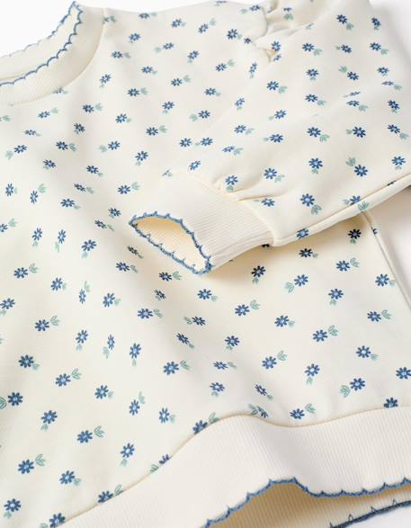 Sweat en coton à motif floral Blanc 3 - vertbaudet enfant 