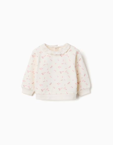 Bébé-Pull, gilet, sweat-Sweat-Sweat en coton à fleurs et broderie anglaise