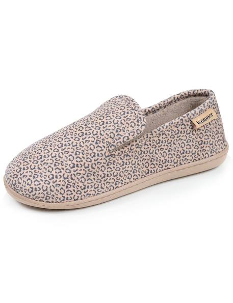 Chaussons charentaises velours semelle ergonomique mousse à mémoire forme Gris chiné+Léopard beige 12 - vertbaudet enfant 