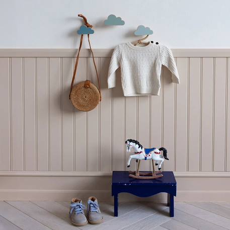 Lot de 3 patères enfant en bois en forme de nuage Gris, vert, bleu 2 - vertbaudet enfant 