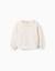 Sweat en coton à motif floral et col à volants Blanc 1 - vertbaudet enfant 