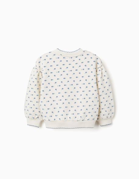 Sweat en coton à motif floral Blanc 2 - vertbaudet enfant 