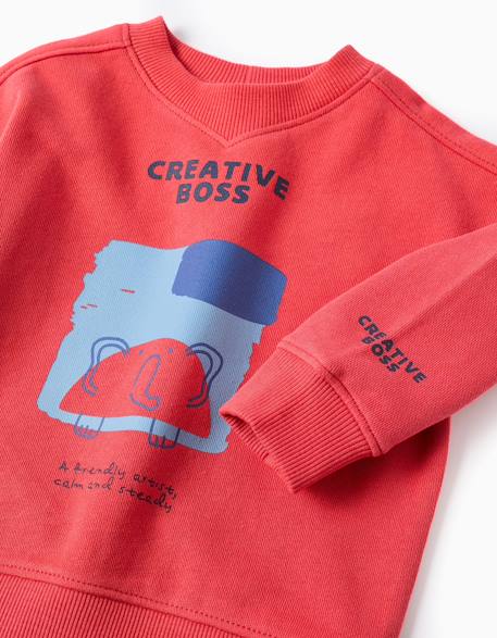 Sweat en coton avec imprimé creative boss Rouge+Vert 3 - vertbaudet enfant 