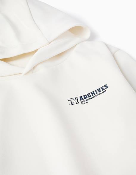 Sweat à capuche avec imprimé et poche à l'avant Blanc+Bleu foncé+Jaune 3 - vertbaudet enfant 