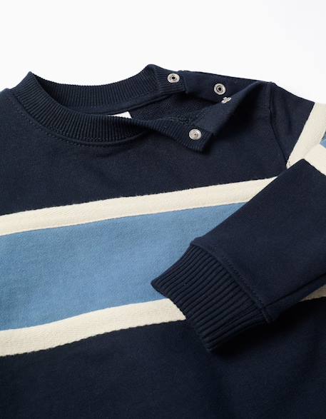 Sweat en coton avec bloc de couleurs Bleu 3 - vertbaudet enfant 