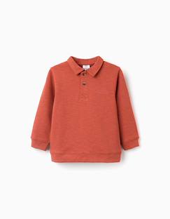 -Sweat en coton à col polo et imprimé