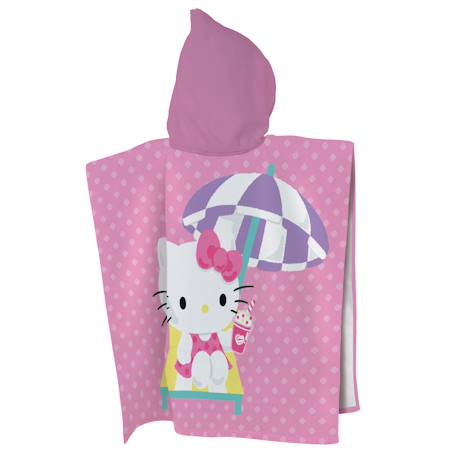 Cape de bain imprimée 100% coton, hello kitty milkshake Rose 2 - vertbaudet enfant 