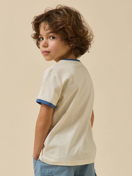 T-shirt imprimé garçon - coton biologique Ecru+Menthe 4 - vertbaudet enfant 