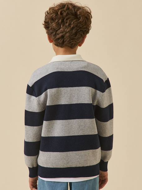 Pull polo garçon Rayure bleue 4 - vertbaudet enfant 