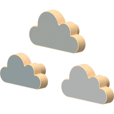 Lot de 3 patères enfant en bois en forme de nuage Gris, vert, bleu 1 - vertbaudet enfant 