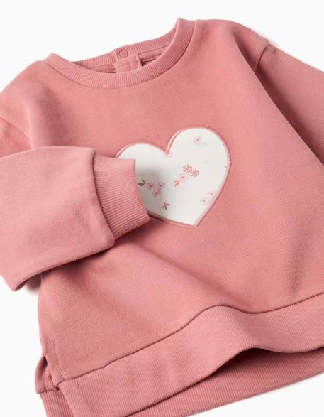 Sweat en coton avec cœur brodé Rose 3 - vertbaudet enfant 