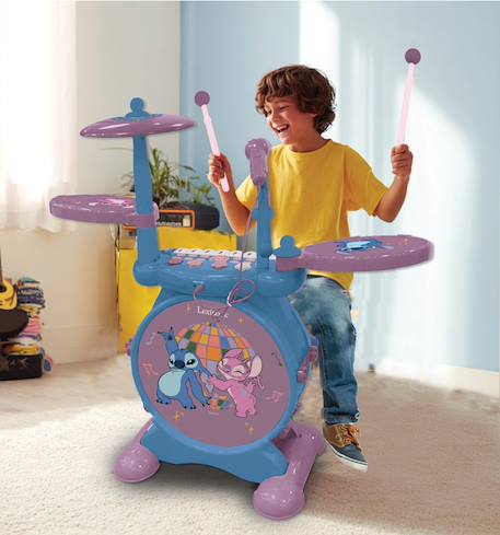 Batterie électronique lumineuse complète avec clavier, cymbales et tabouret stitch Rose 4 - vertbaudet enfant 