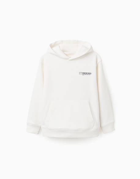 Sweat à capuche avec imprimé et poche à l'avant Blanc+Bleu foncé+Jaune 1 - vertbaudet enfant 