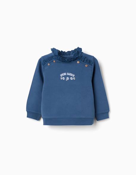 Sweat en coton avec broderie spring garden Blanc 1 - vertbaudet enfant 