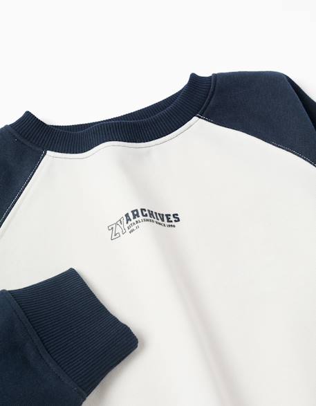 Sweat avec imprimé zy sur la poitrine Bleu foncé+Vert foncé 3 - vertbaudet enfant 