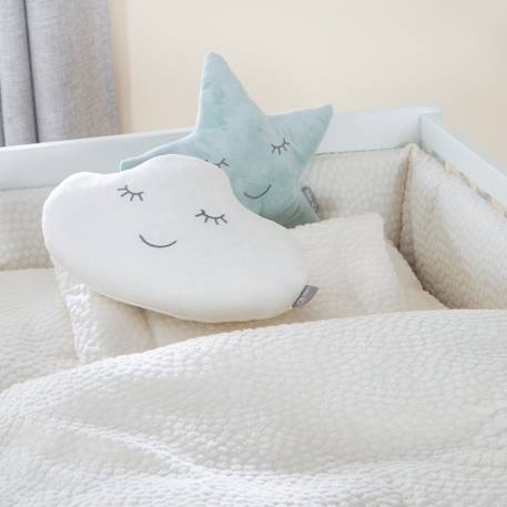 Tour de lit en coton bio seashells Bleu indigo+Écru 10 - vertbaudet enfant 