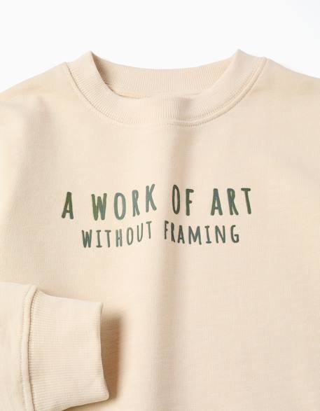 Sweat en coton avec imprimé work of art Beige 3 - vertbaudet enfant 