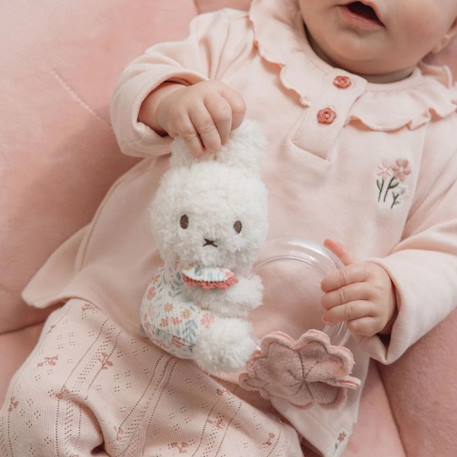 Hochet bébé avec anneau et peluche lapin Blanc, rose 2 - vertbaudet enfant 