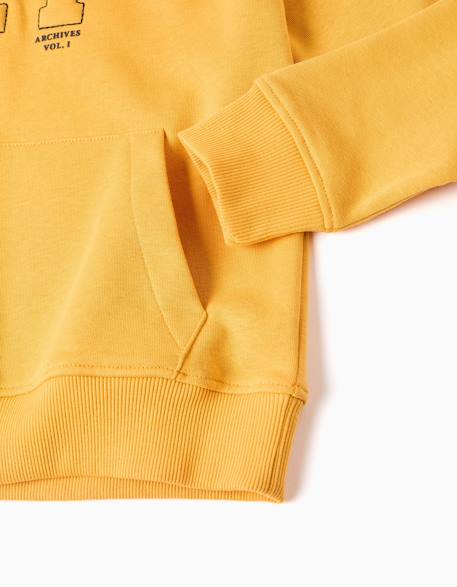 Sweat à capuche avec imprimé et poche à l'avant Blanc+Bleu foncé+Jaune 11 - vertbaudet enfant 