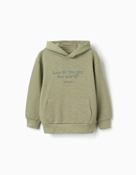 Sweat en coton à capuche et imprimé lanzarote Orange+Vert foncé 5 - vertbaudet enfant 