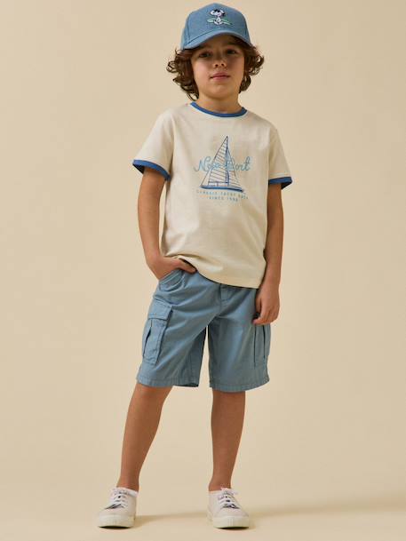 Bermuda cargo garçon Bleu+Tilleul 5 - vertbaudet enfant 