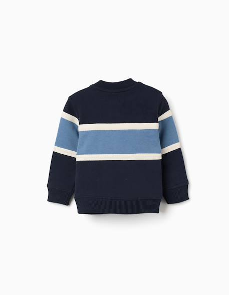 Sweat en coton avec bloc de couleurs Bleu 2 - vertbaudet enfant 