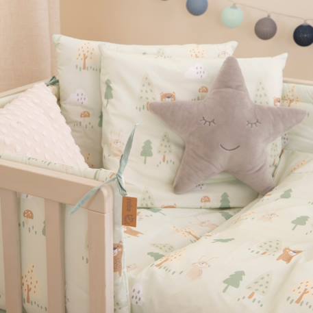 Tour de lit en coton doux woodland buddies Vert pastel 5 - vertbaudet enfant 