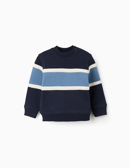Sweat en coton avec bloc de couleurs Bleu 1 - vertbaudet enfant 