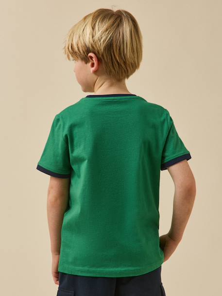 T-shirt imprimé garçon - coton biologique Ecru+Menthe 9 - vertbaudet enfant 