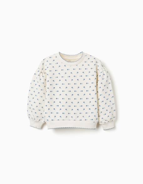 Sweat en coton à motif floral Blanc 1 - vertbaudet enfant 
