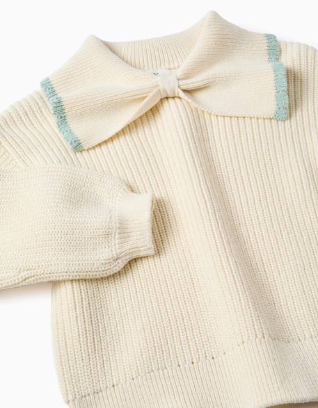 Pull en maille à col en forme de nœud Blanc 4 - vertbaudet enfant 