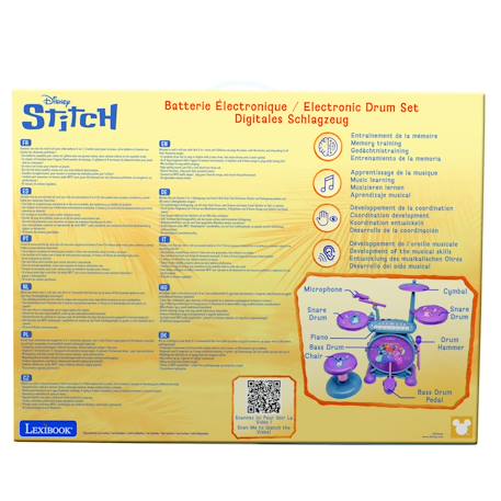 Batterie électronique lumineuse complète avec clavier, cymbales et tabouret stitch Rose 3 - vertbaudet enfant 