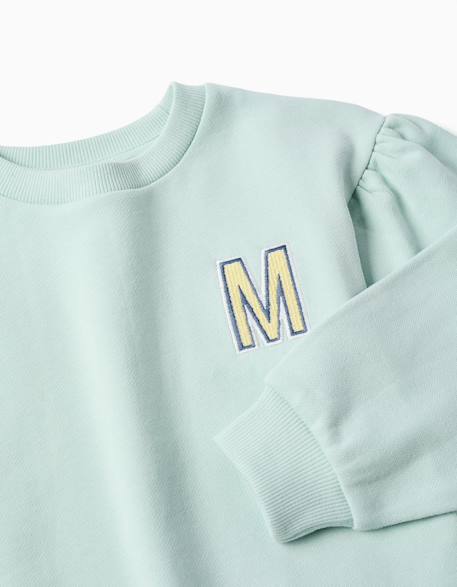 Sweat en coton avec m brodé Bleu clair 3 - vertbaudet enfant 